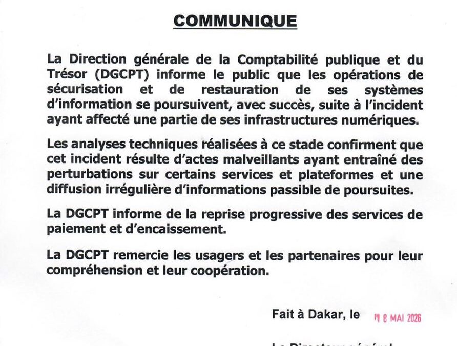 Cybersécurité/ Après une attaque informatique : le Trésor public annonce la reprise de ses services